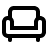 A simple black outline icon of a comfortable armchair, symbolizing fully furnished office space solutions, executive suites, and professional reception lounge seating at Premier Office Center in Ocala, FL.