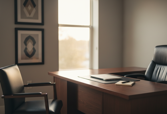 personal office space for rent with desk and window view in Ocala FL
