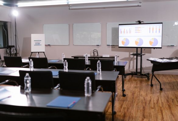professional meeting space ocala boardroom with conference table and screen